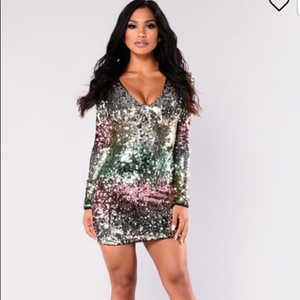 Green-Ombré Sequin Dress
